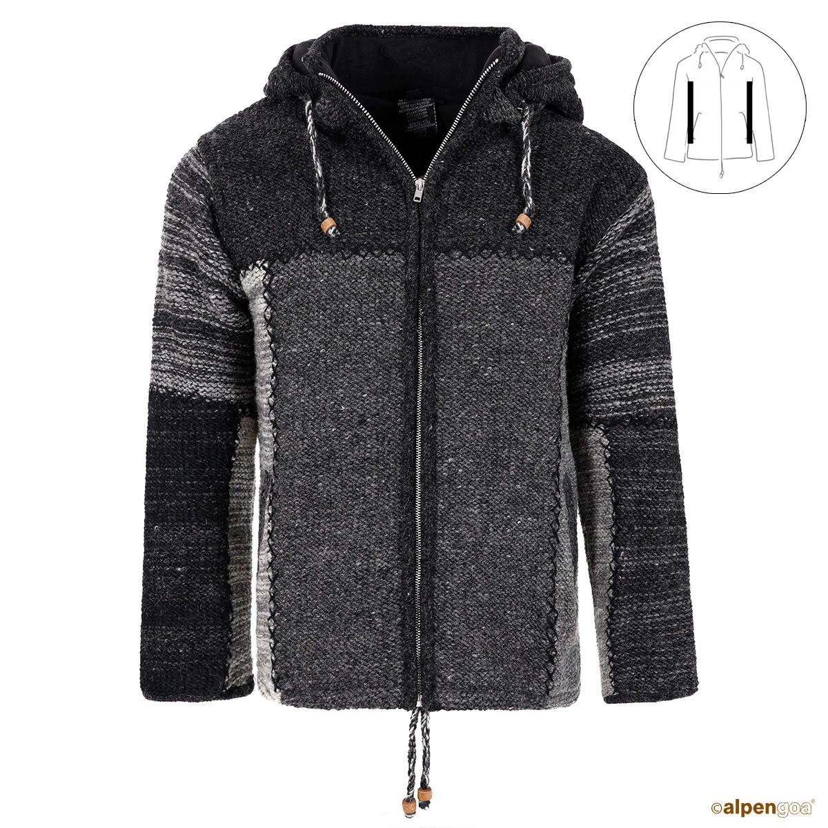 Wolljacke Modell Lennox Anthrazit Vorderseite